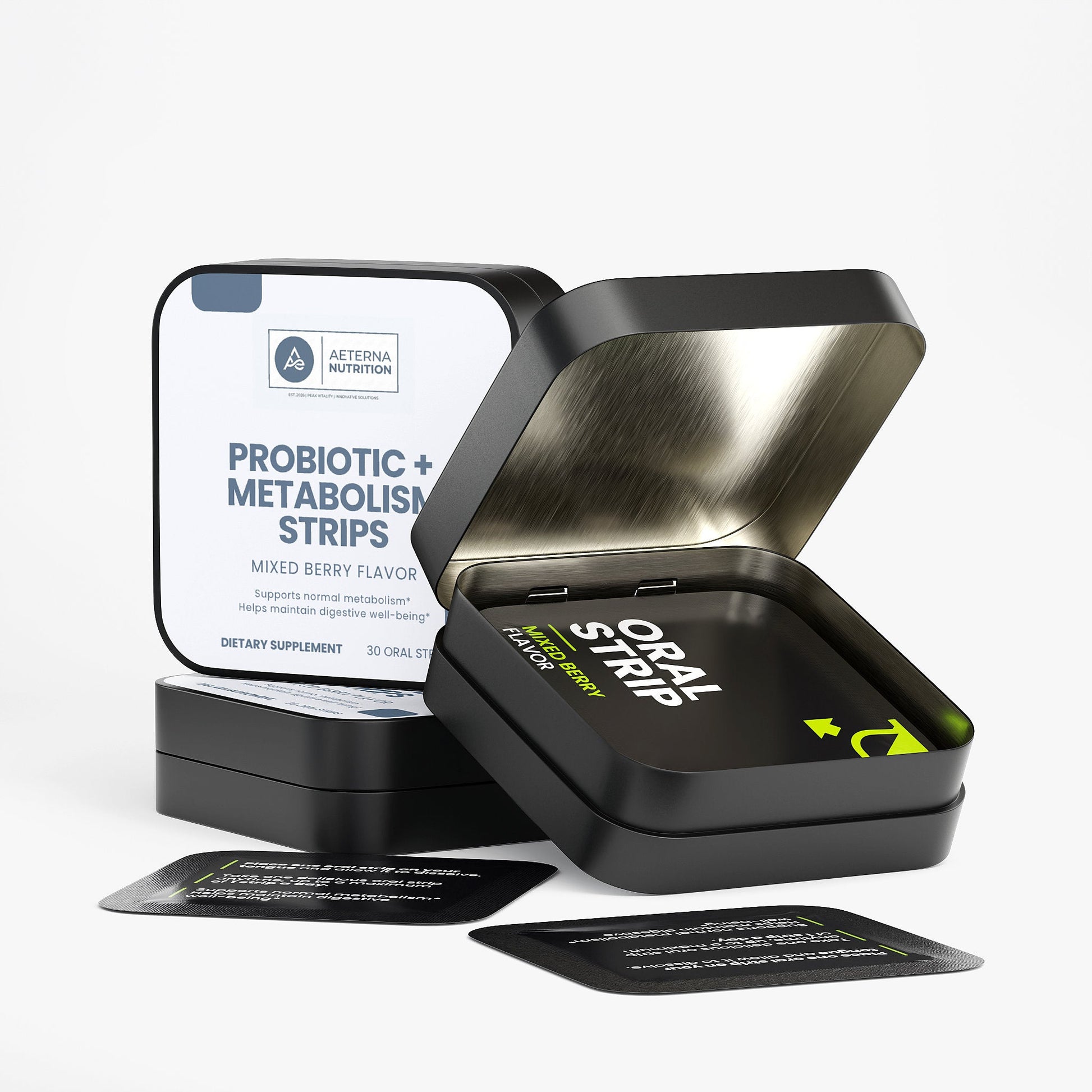 Probiotic + Metabolism Strips – Mixed Berry | Aeterna Nutrition